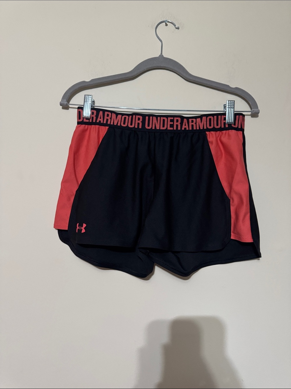Under Armour Women’s Black & Coral Athletic Shorts